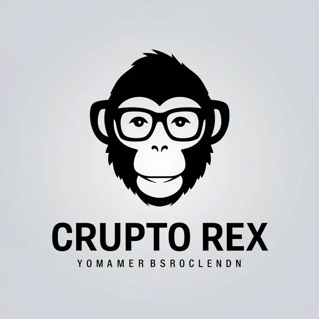 a vector logo design,with the text "Crupto Rex", main symbol:monkey in glasses,complex,be used in Finance industry,clear background