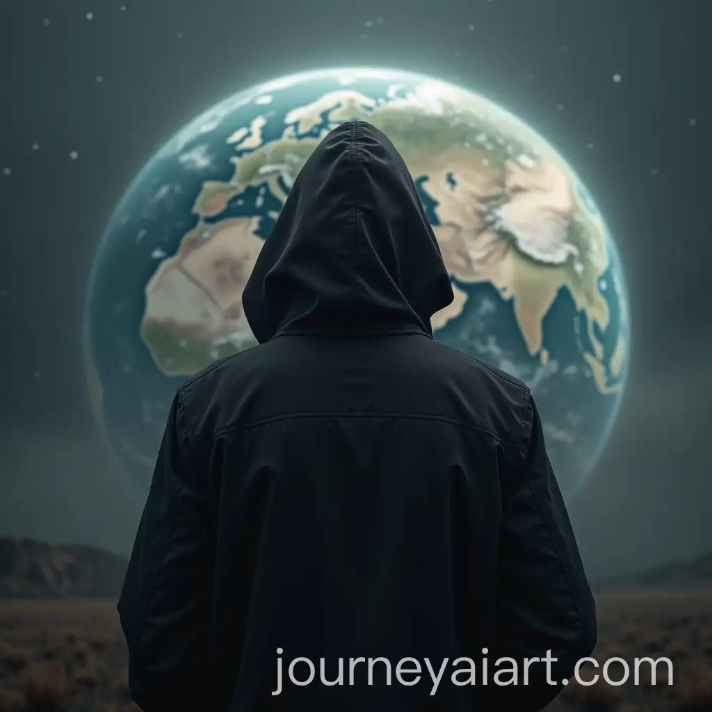 God-in-Black-HoodedAI-Image-Prompt-Expansion-Jacket-Watching-Over-Earth