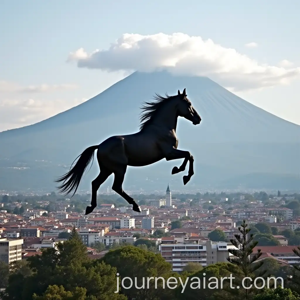 Majestic-Black-Horse-Soaring-Over-Guatemala-City