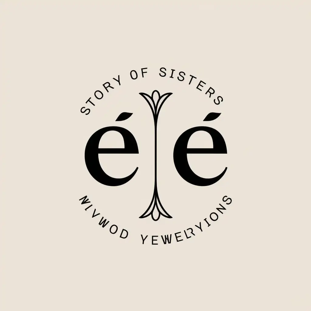 a vector logo design,with the text "E  É", main symbol:The story of two sisters fate of which are completely different despite the same traditions living in their own worlds but blood and kinship unites them,Minimalistic,be used in Jewelry industry,clear background