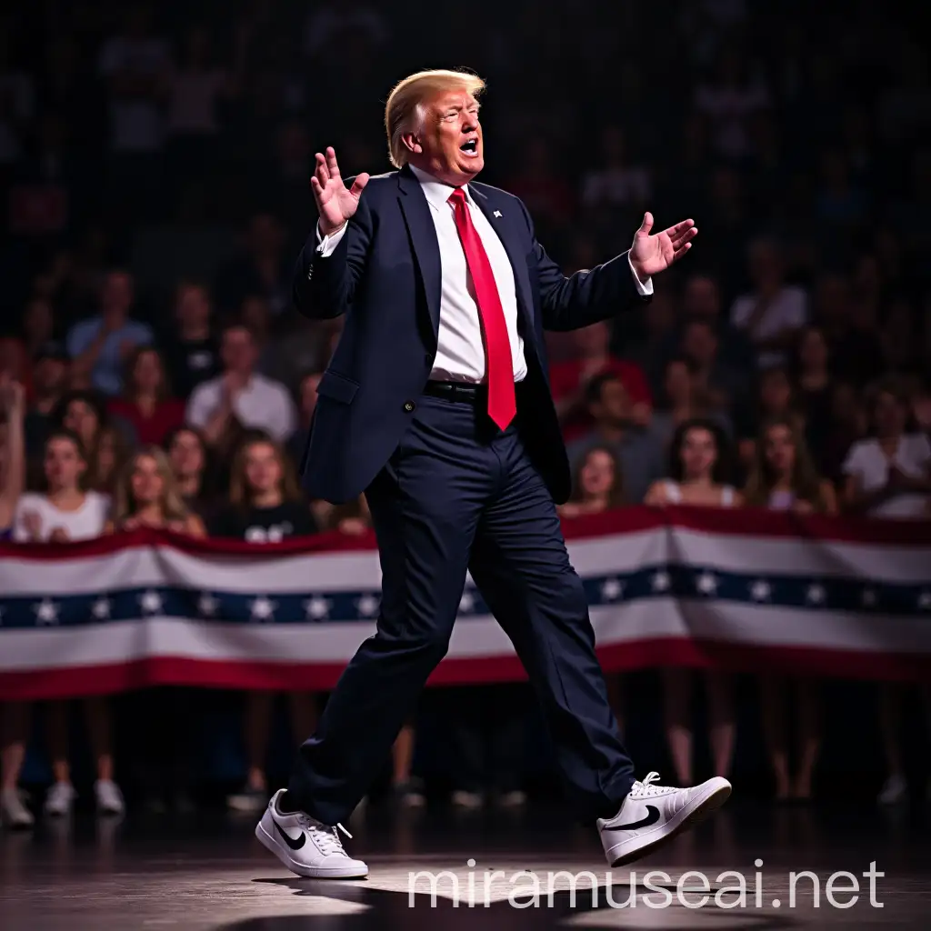 Donald Trump Celebrating Election Victory on Rally Stage