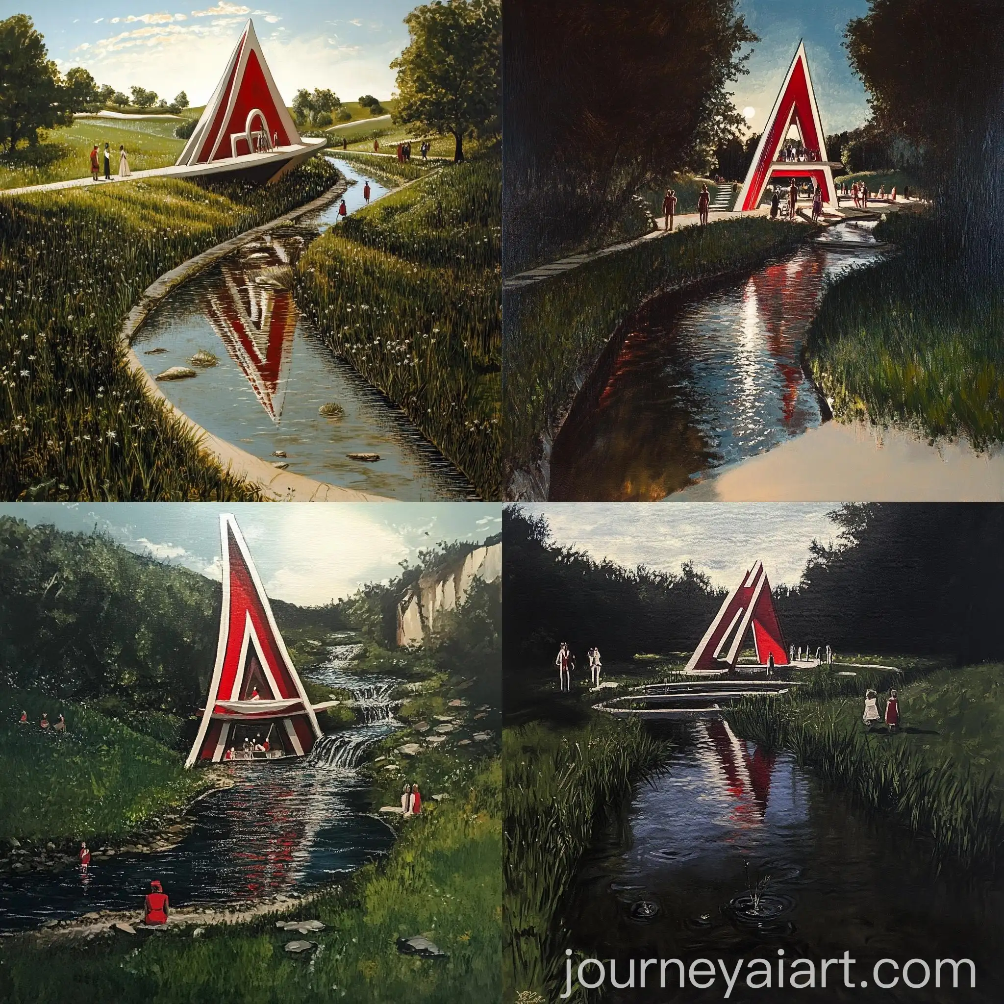 Park-with-Stream-and-People-Enjoying-Nature