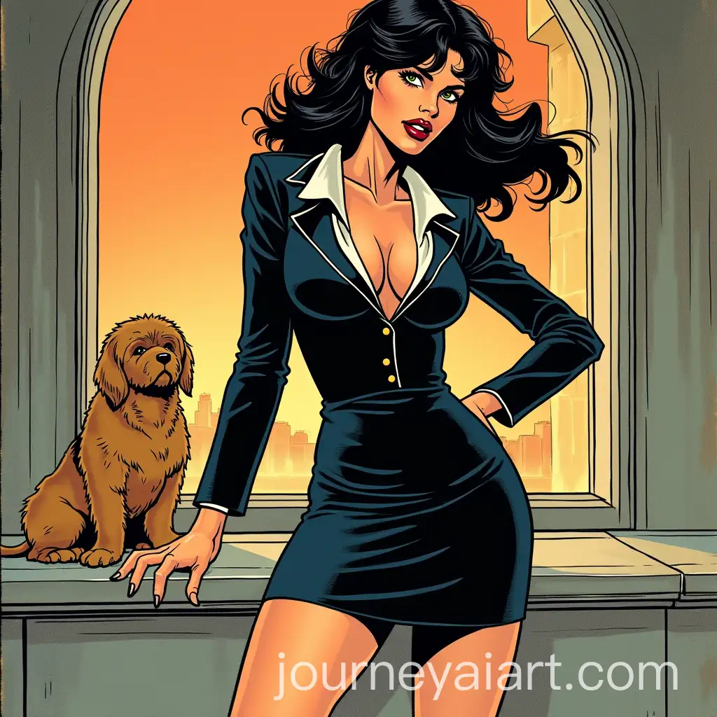 Elegant-1970s-Style-Portrait-of-Adrienne-Barbeau-in-Dark-Skirt-Suit