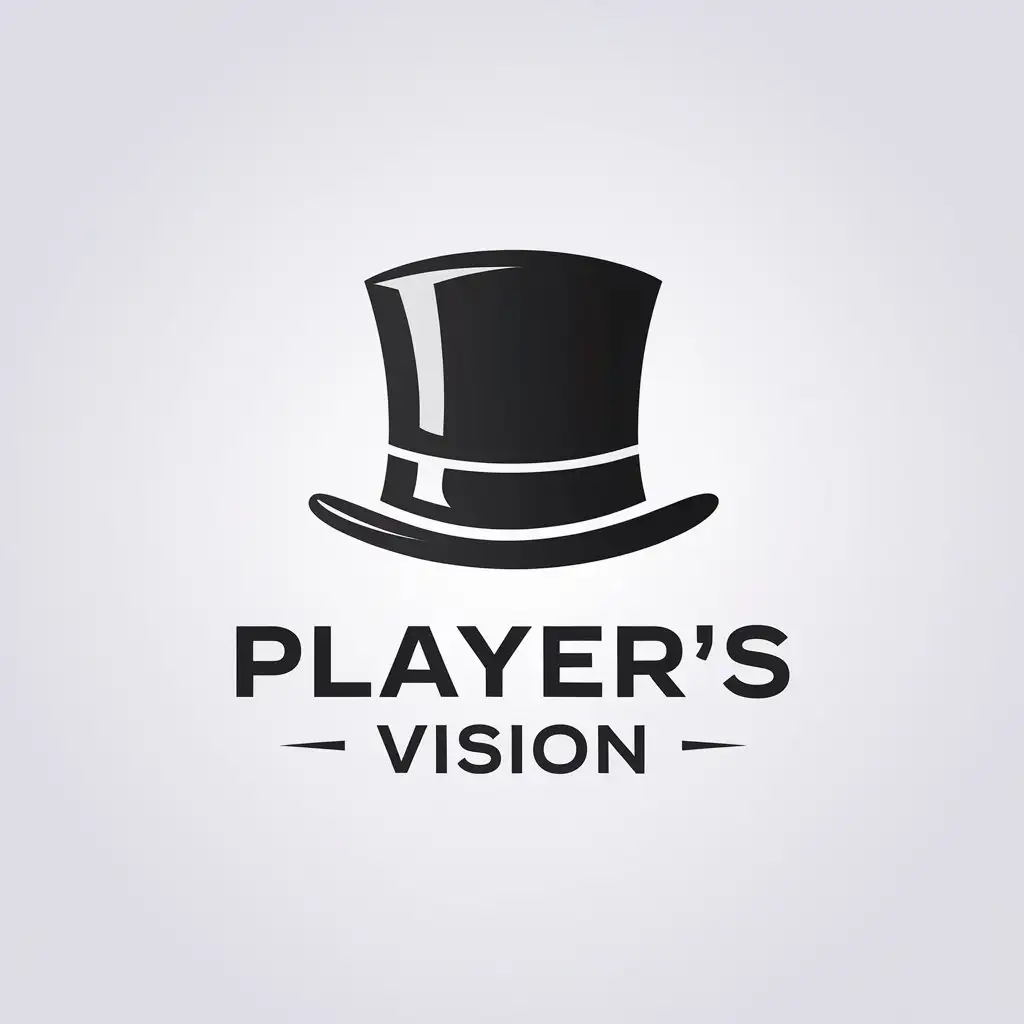 LOGO Design for Players Vision Minimalistic Black Top Hat with Clear Background