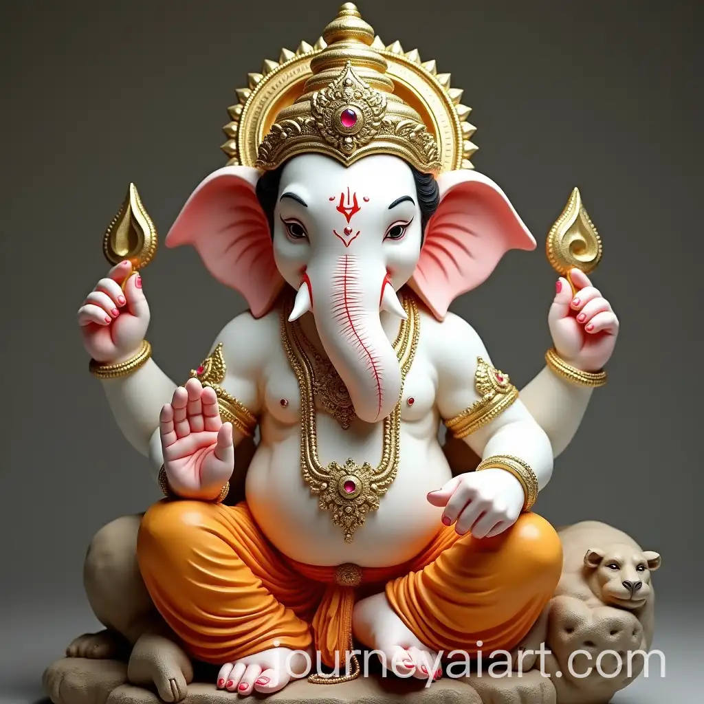 Lord-Ganesha-Sitting-on-Lion-with-Eight-Hands-Spiritual-Hindu-Art