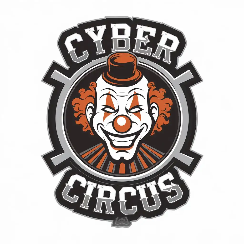 LOGO-Design-For-Cyber-Circus-Funny-Clown-Face-in-Cyberpunk-Style