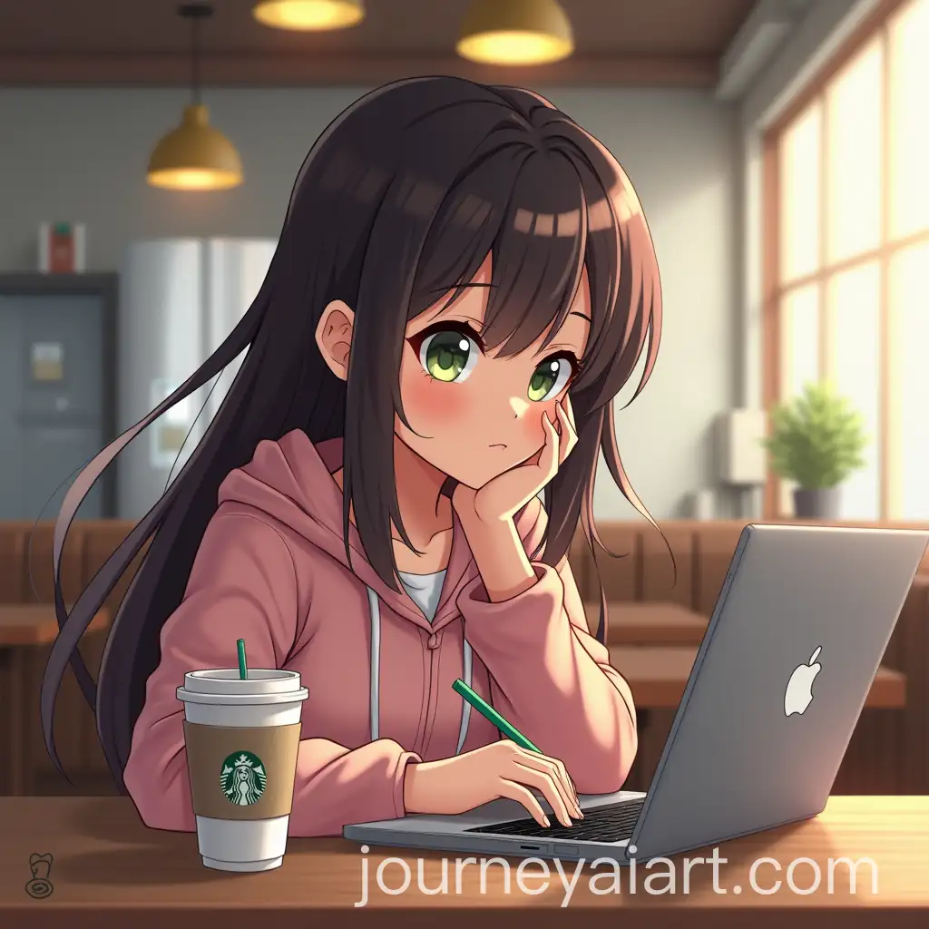 Anime-Girl-Coding-in-a-Coffee-Shop-with-a-Starbucks-Coffee-and-MacBook