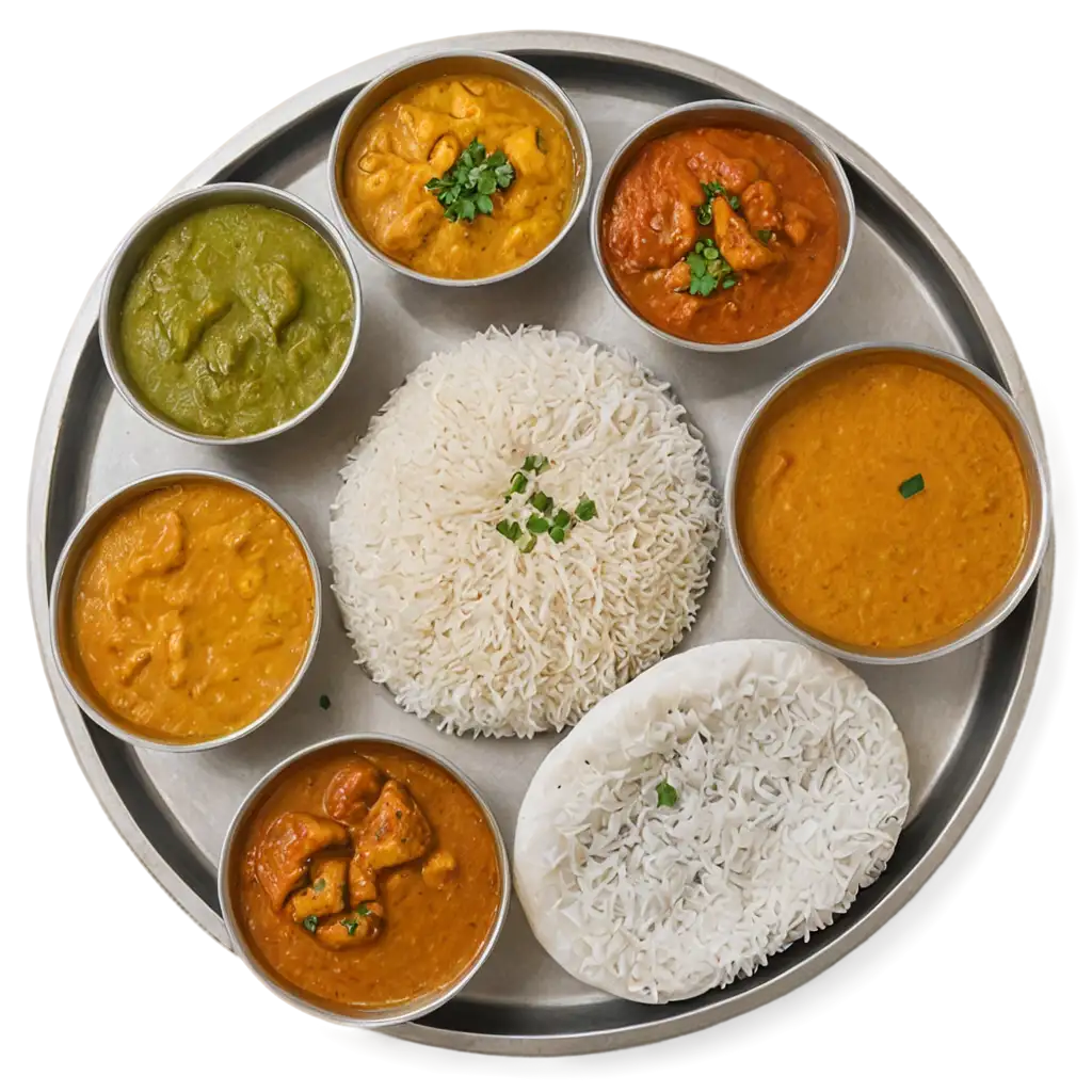 Stunning-Chicken-Thali-PNG-Image-Top-View-Delicacies-for-Food-Enthusiasts