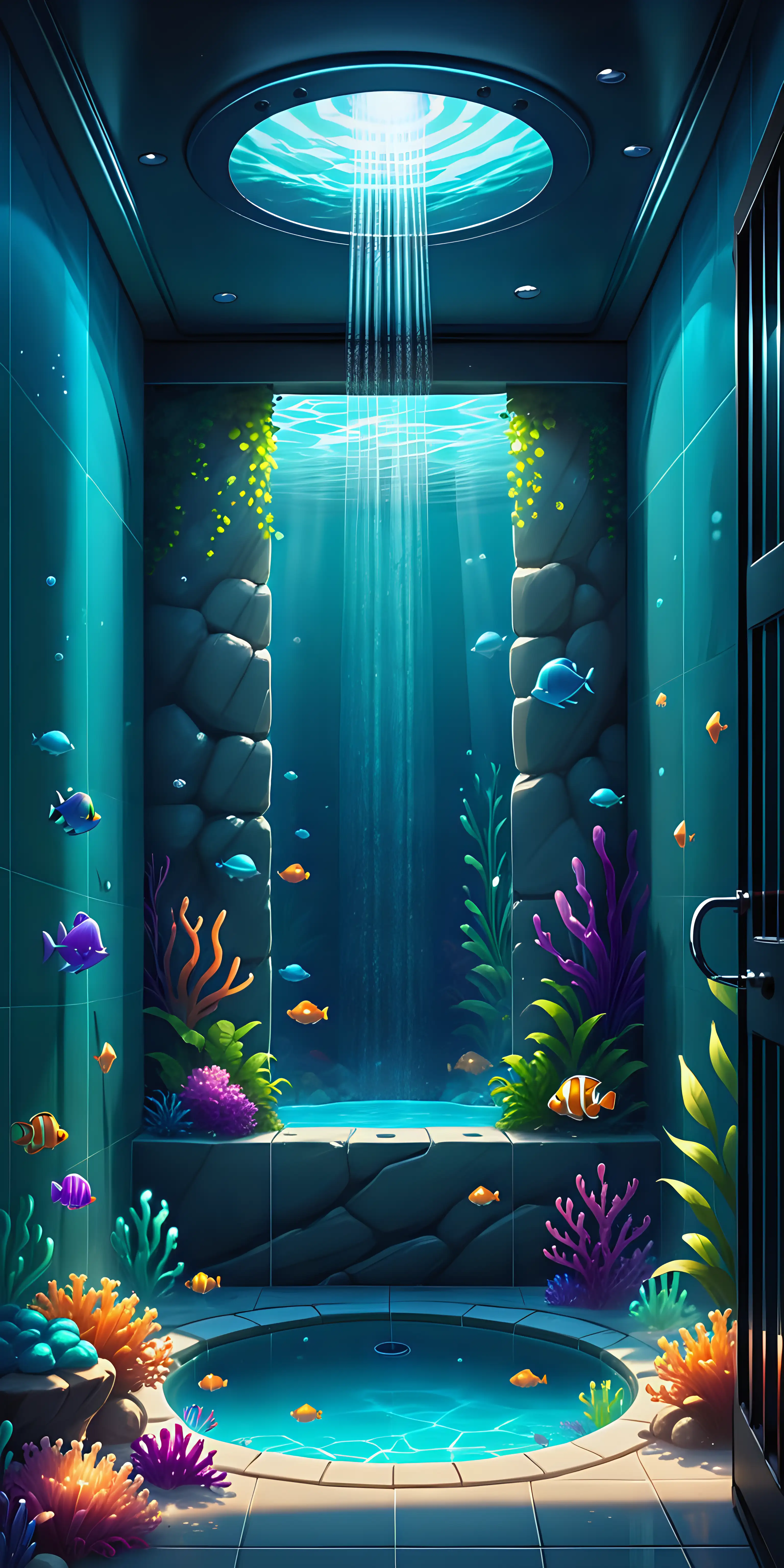 Enchanting Underwater Fantasy in a Shower Cabin