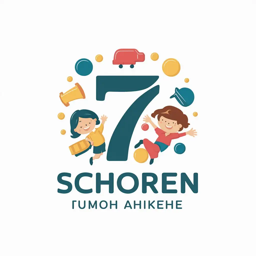 a vector logo design,with the text "7 Ж", main symbol:School, children,Moderate,be used in school industry,clear background