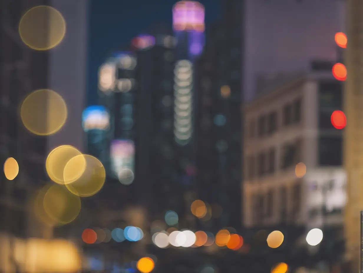 City Lights Bokeh Digital Background with Blurred Cityscape