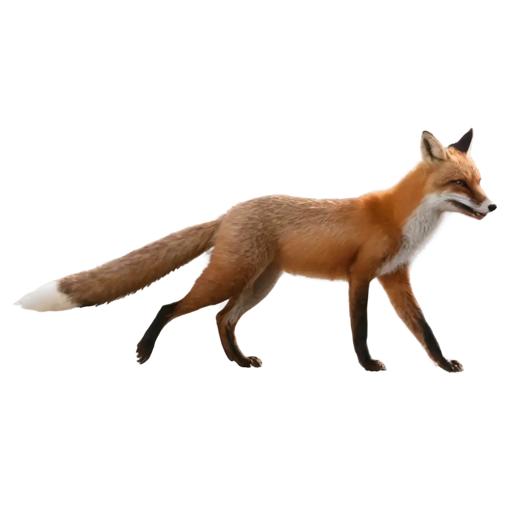 Fox walking with biting bone