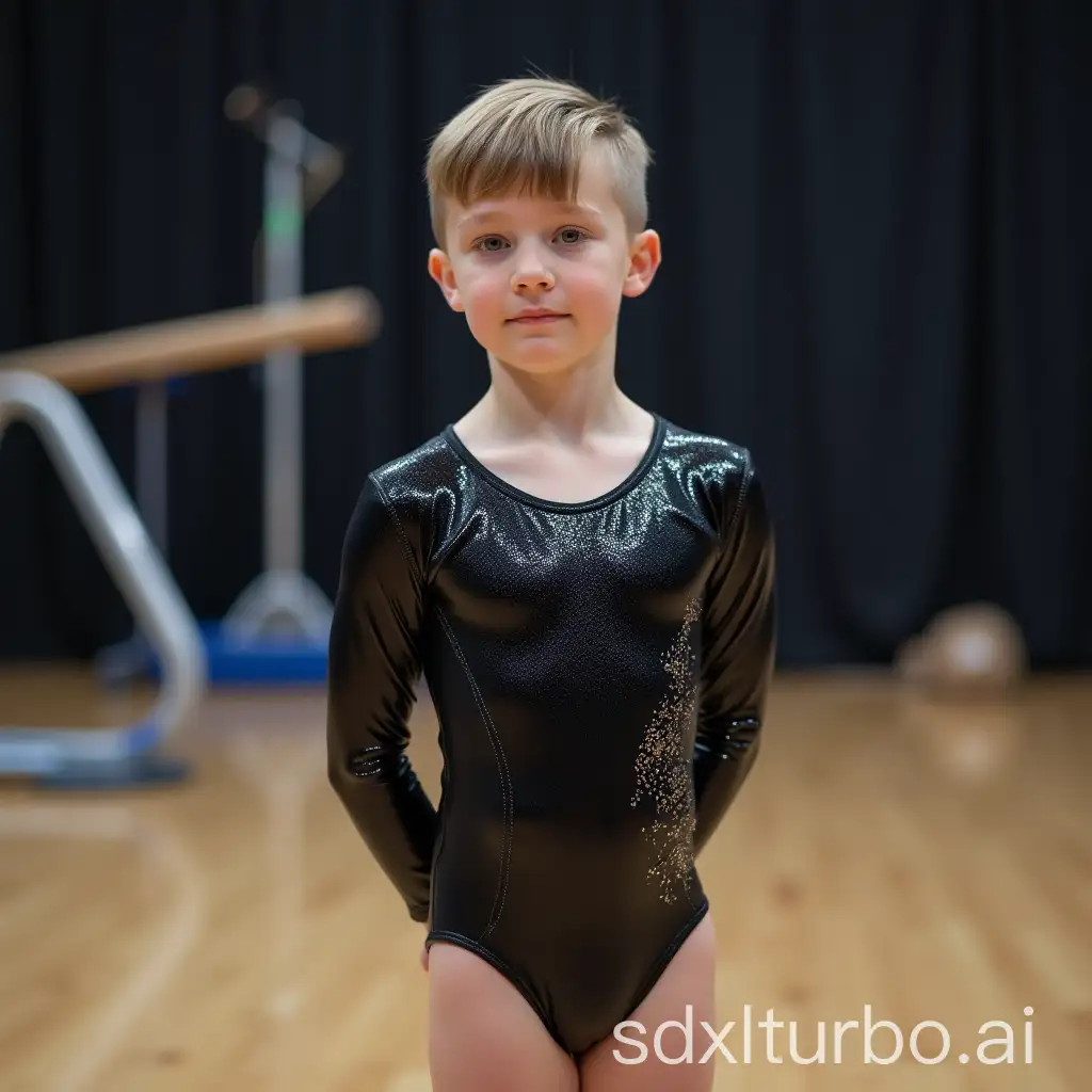 Young-Gymnast-in-Shiny-Leotard-Performing-on-Wooden-Gymnastics-Floor