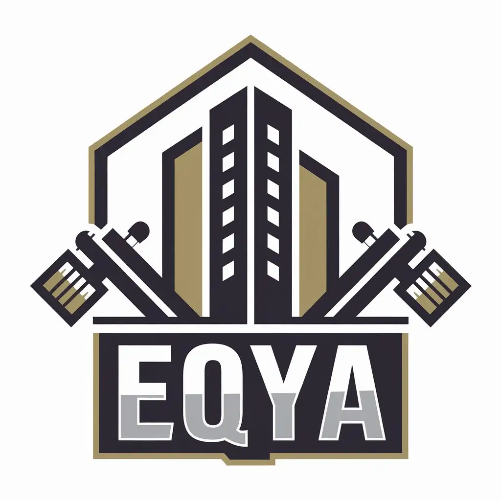 a vector logo design,with the text "EqYa", main symbol:construction building equipment construction,Moderate,be used in Real Estate industry,clear background