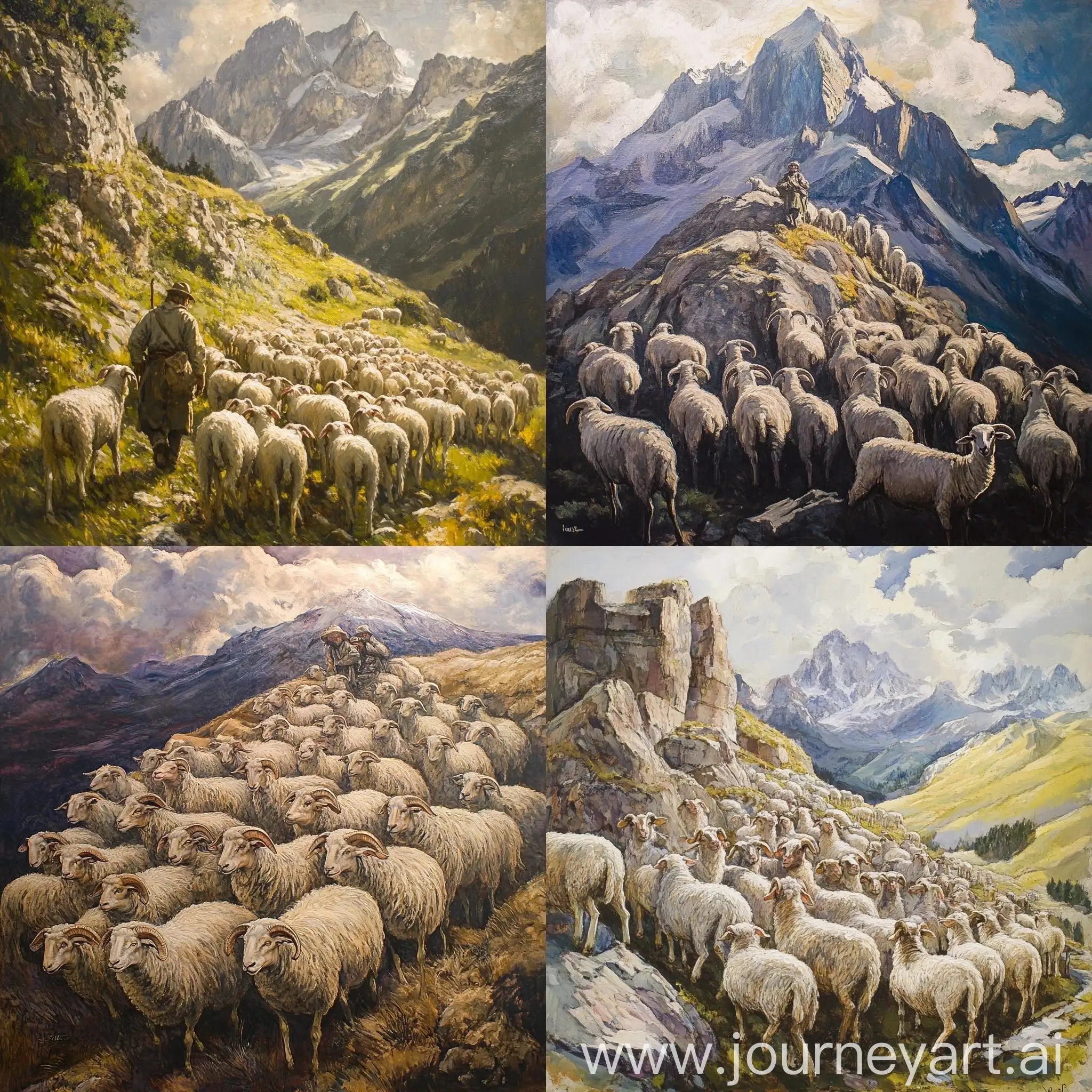 Mountain-Shepherd-with-Flocks-of-Rams