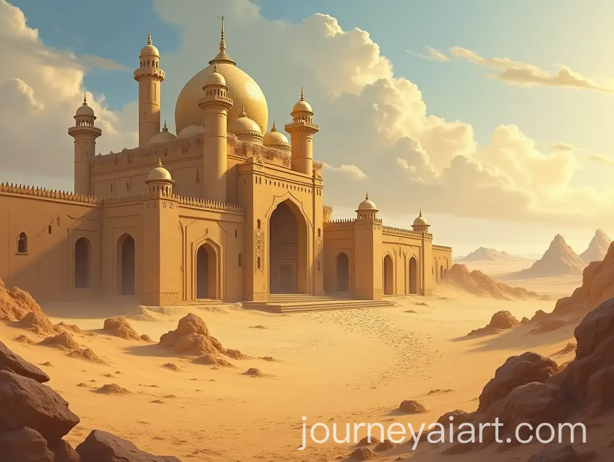 Magical-Arabian-Kingdom-Landscape-with-Golden-Sand-Buildings