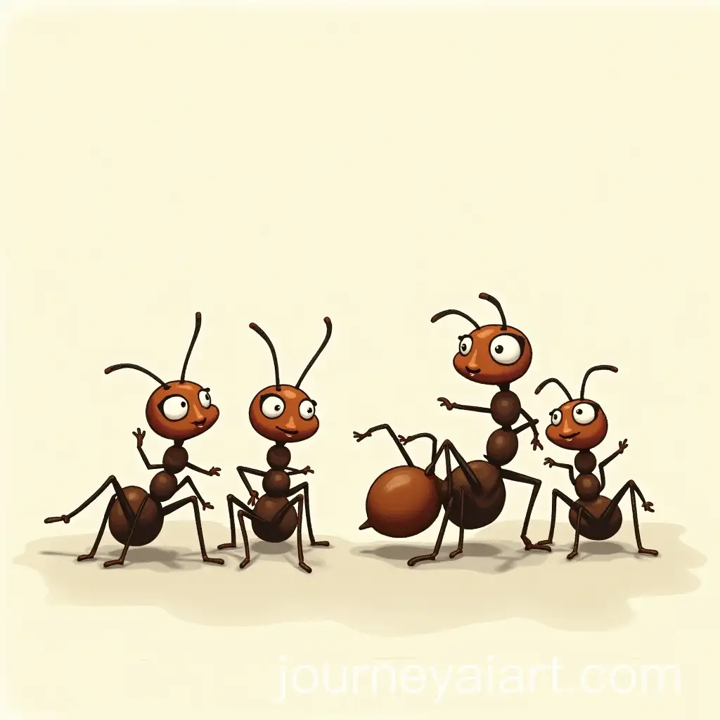 Group-of-Ants-in-Animated-Style-with-One-Ant-Having-a-Bigger-Butt