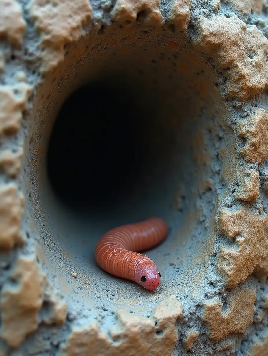 A worm hidden in stone 