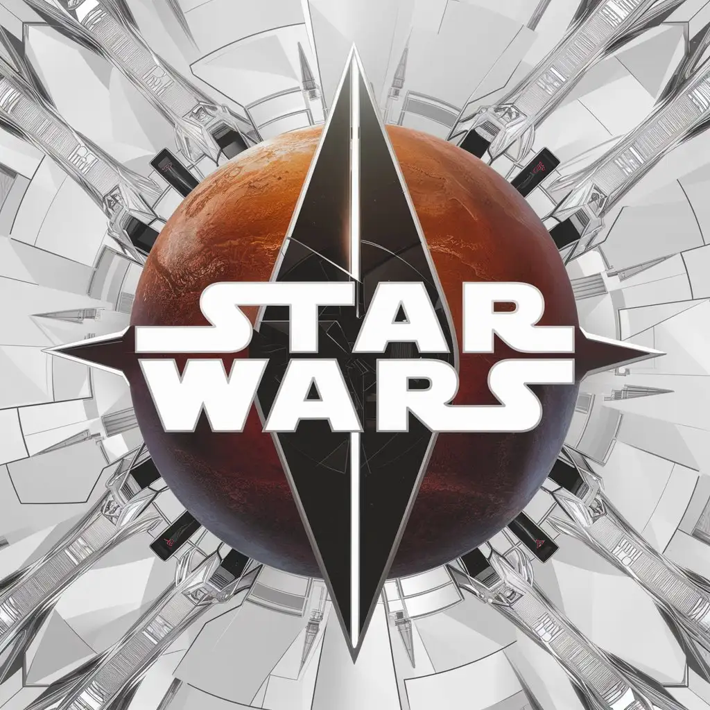 a logo design,with the text "star wars", main symbol:planet mars,complex,clear background