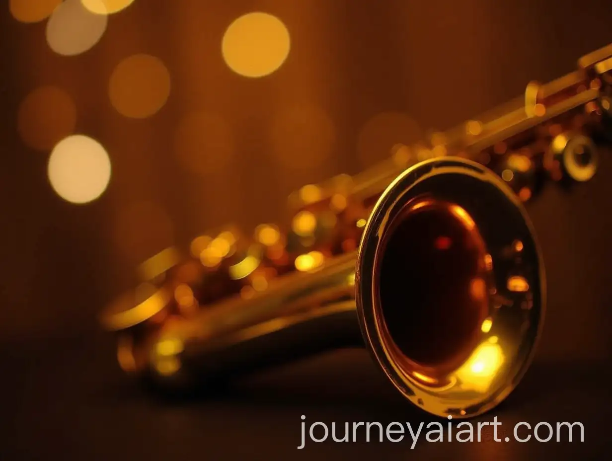 Golden-Saxophone-with-Intricate-Details-Surrounded-by-Blurred-Warm-Background-and-Lights