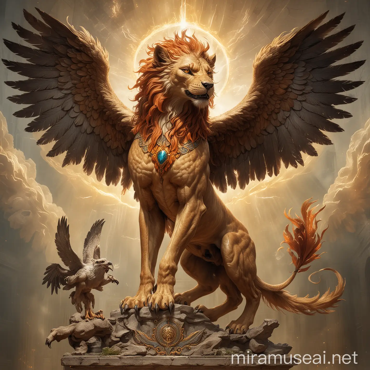 Majestic Griffin with Phoenix Wings and Lion Body