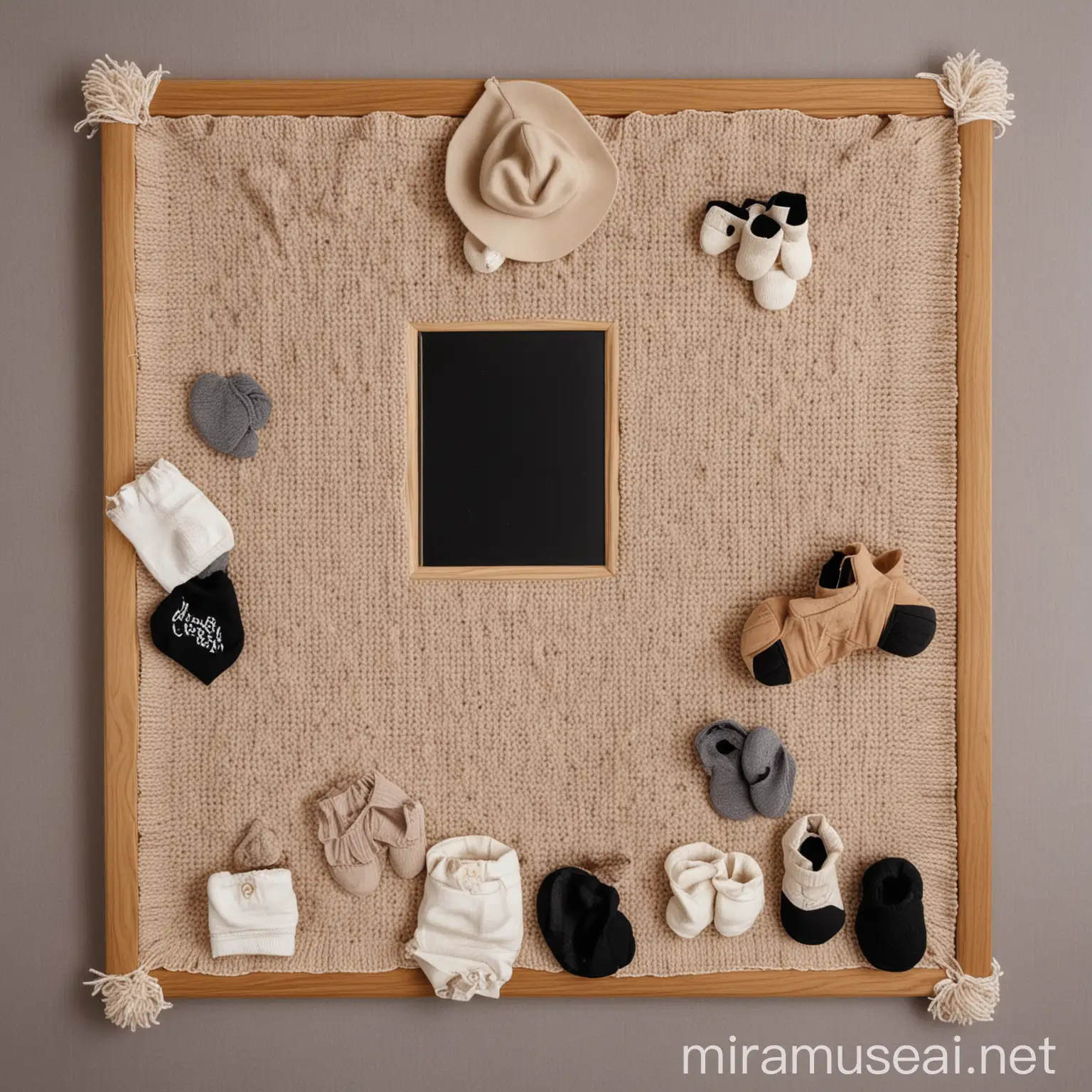 Babys Blanket with Chalkboard and Wooden Toys