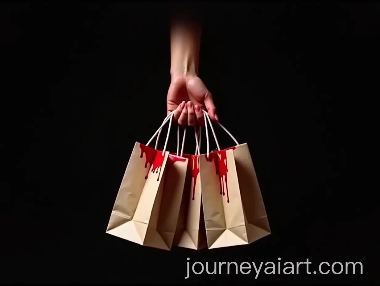 1980s-Horror-Movie-Poster-Feminine-Hand-Holding-BloodCovered-Shopping-Bags