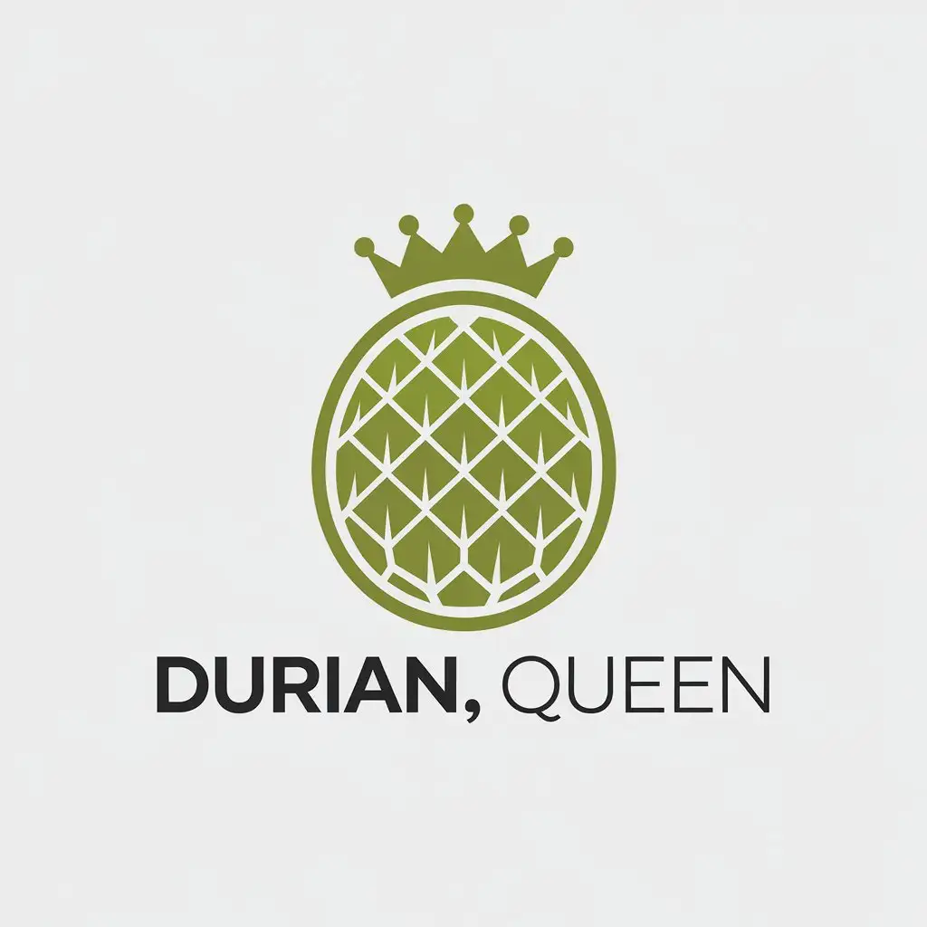 LOGO Design for Durian Queen Minimalistic Durian Symbol with Elegant Typography for Retail Industry