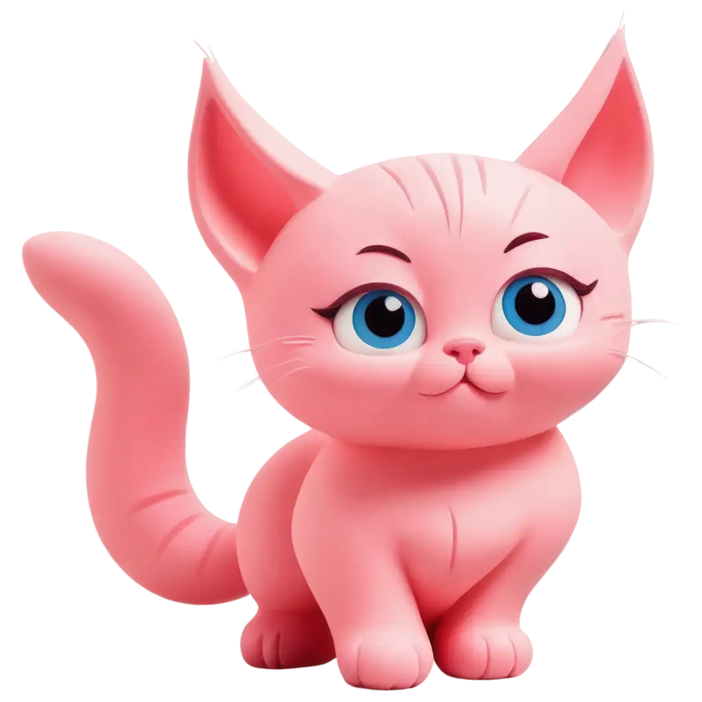 Pink cartoon style kitten with one eye closed