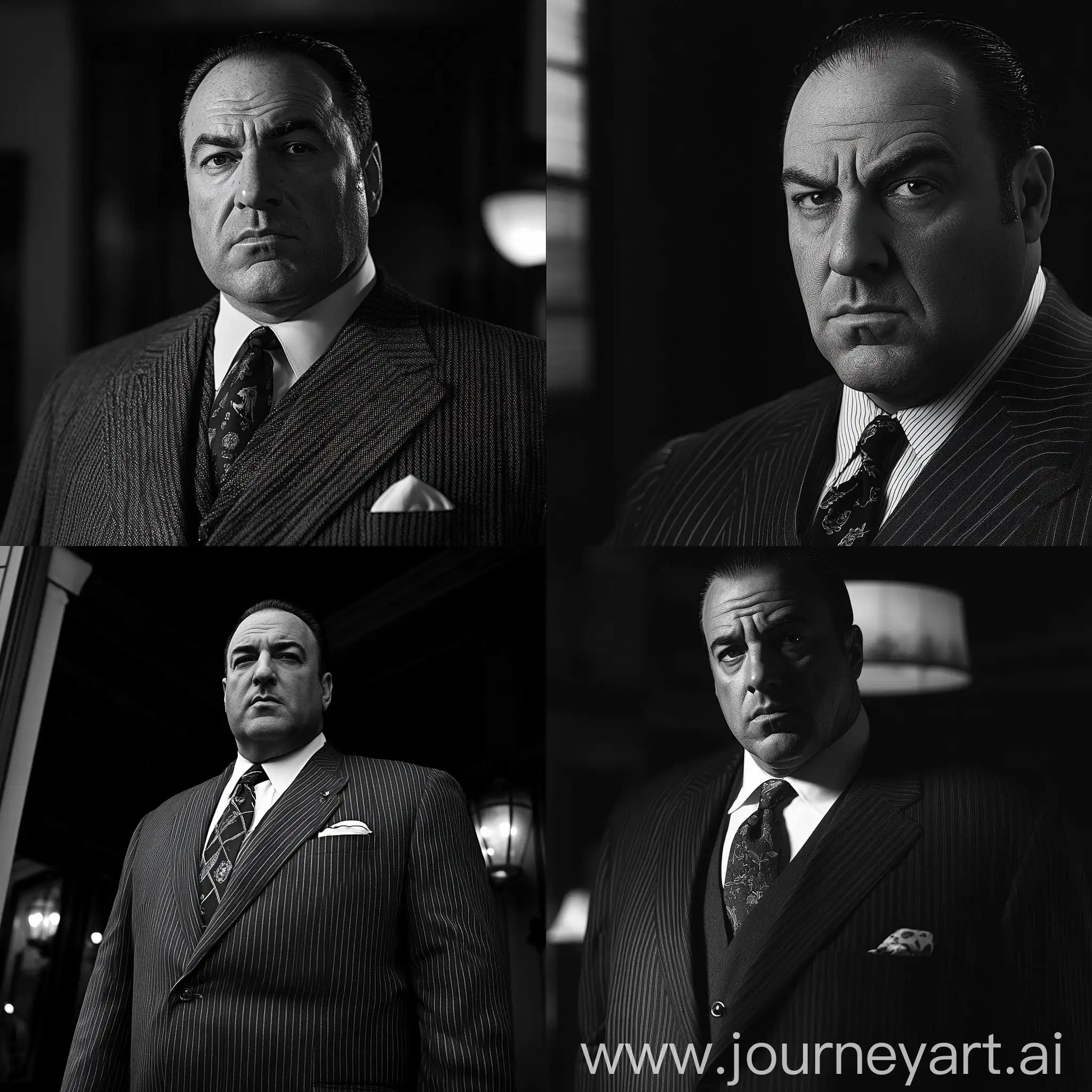 Tony-Soprano-in-MVD-RF-Suit-Black-and-White-Photo