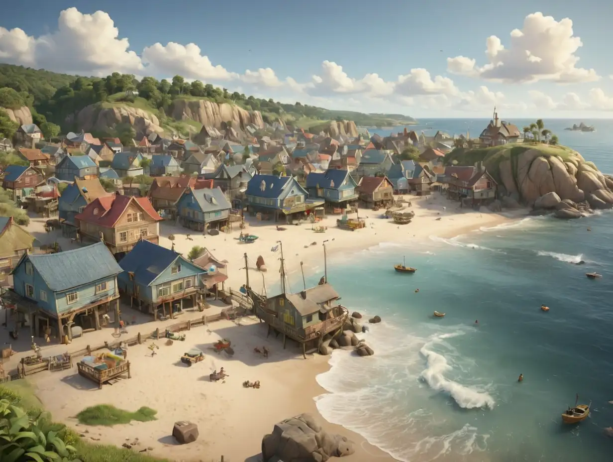 Scenic-Seaside-Fishing-Village-with-DisneyInspired-3D-Rendering