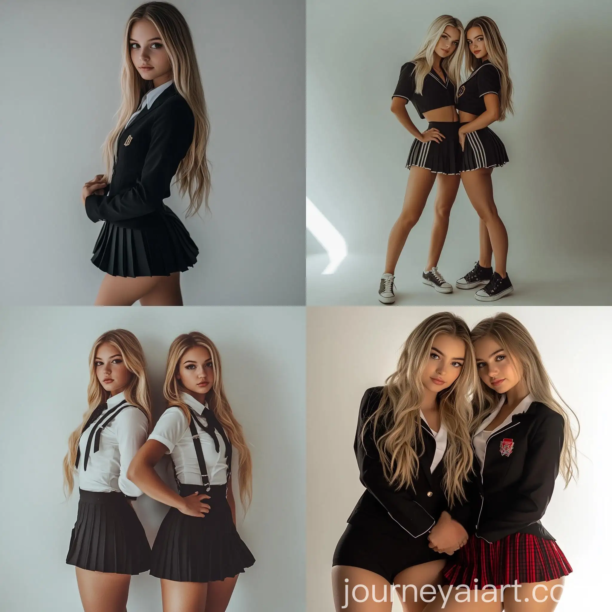 Two-Blonde-Women-in-School-Girl-Uniforms-Posing-at-Photography-Studio