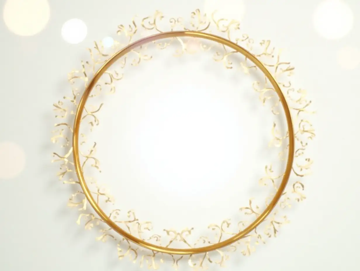 Elegant Gold Circular Frame on Transparent Background for Design and Decoration