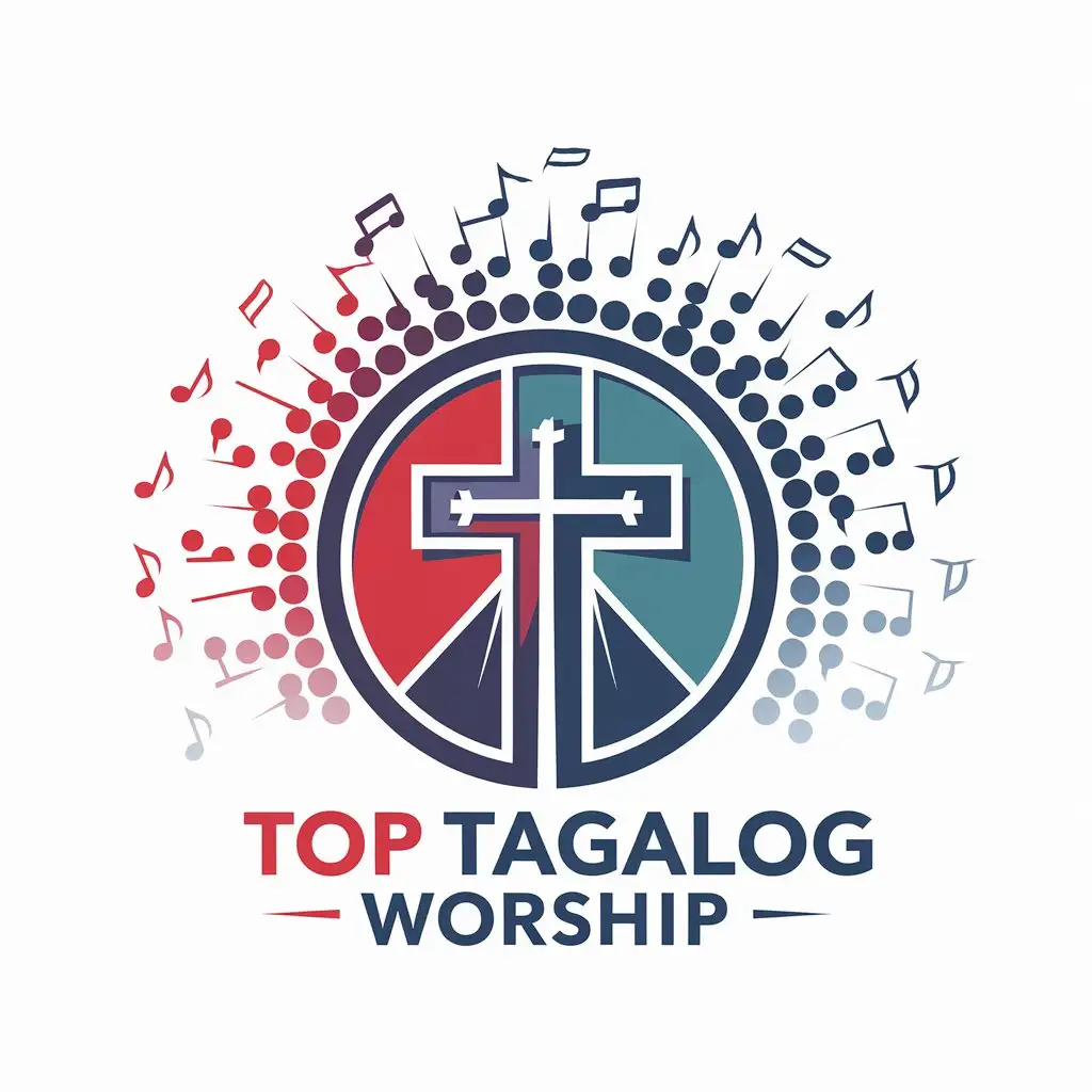 LOGO Design for Top Tagalog Worship Circle and Cross Symbol with Music Notes