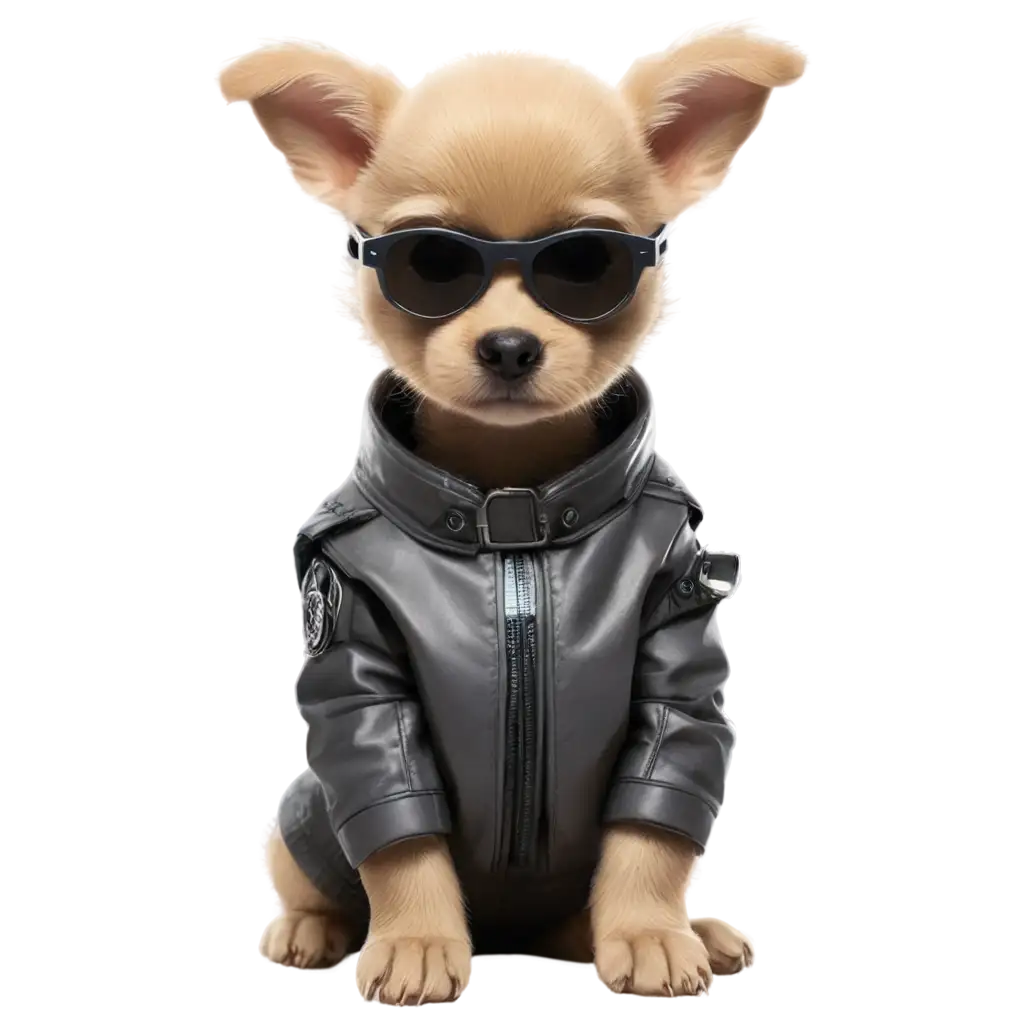 PNG-Image-Puppy-with-Sunglasses-in-Cyberpunk-Clothes