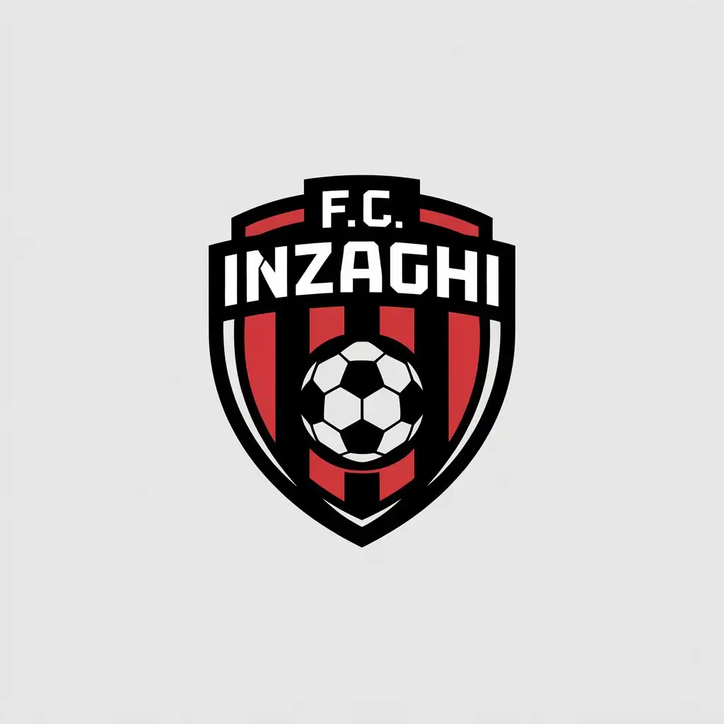 LOGO Design for FC INZAGHI Red Black White Shield with Bold Typography and Elite Football Club Theme