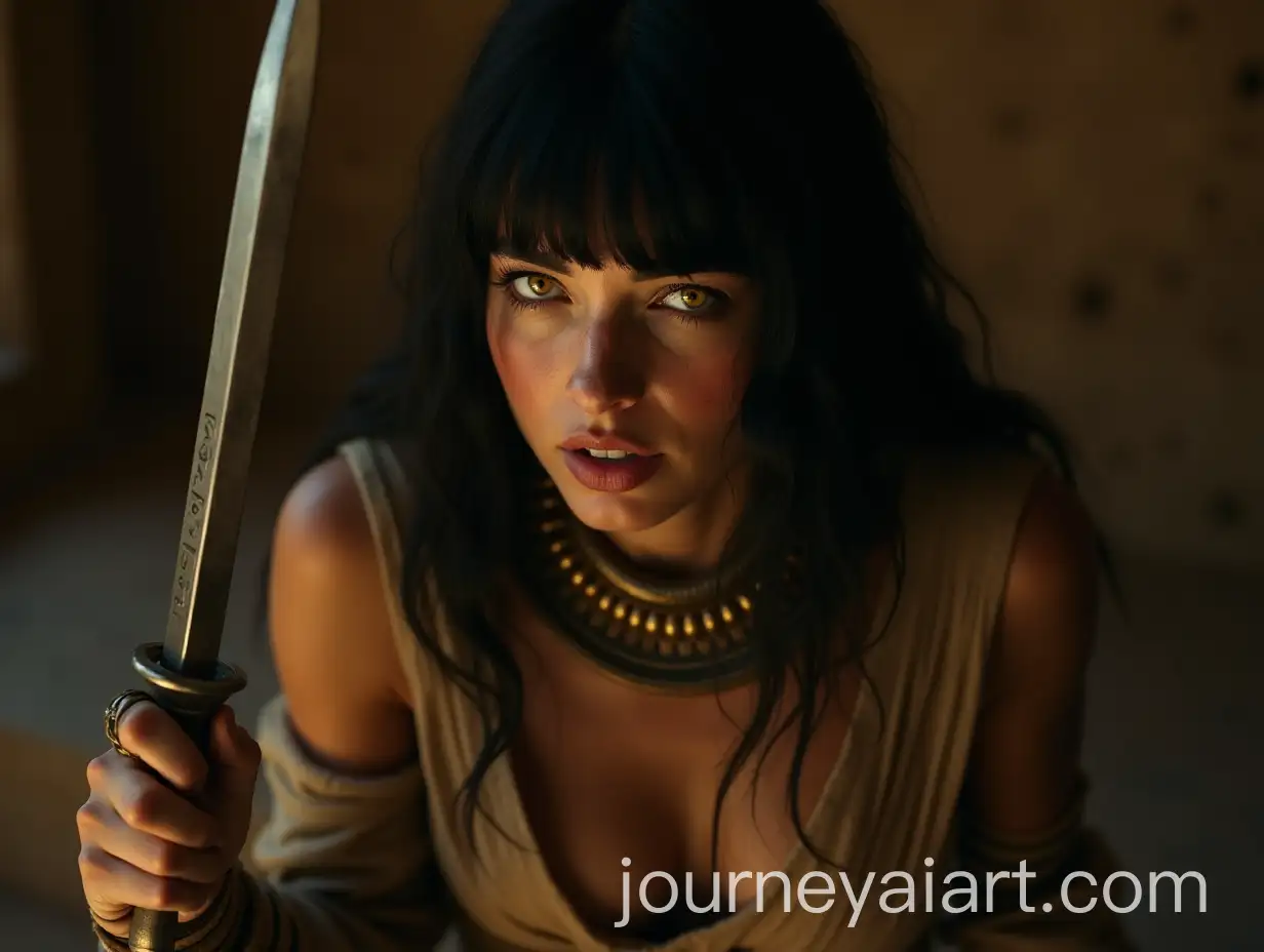 Mysterious-Ancient-Egyptian-Woman-with-Ceremonial-Dagger-in-Dark-Temple