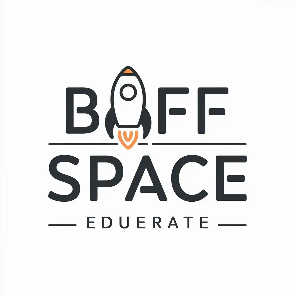 a vector logo design,with the text "Buff space", main symbol:Rocket,Moderate,be used in Education industry,clear background