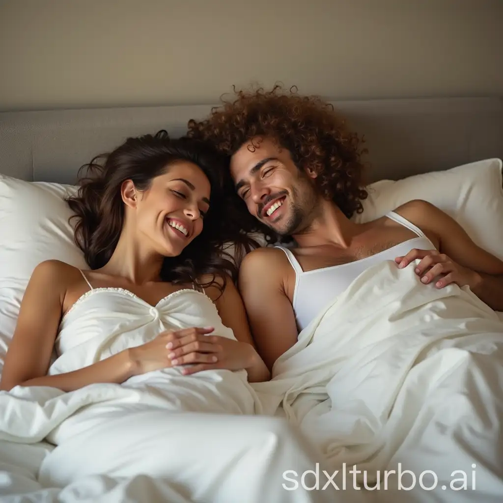 Happy couple in bed