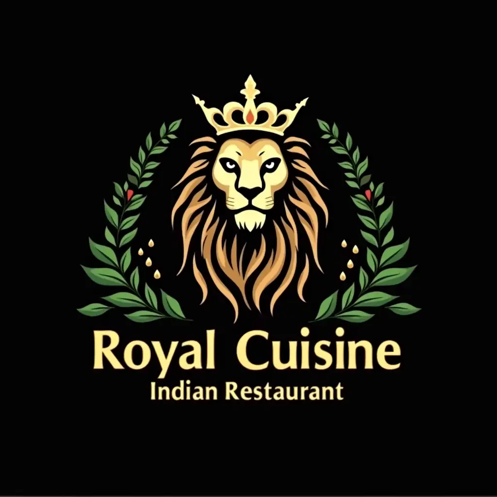 Royal-Indian-Restaurant-Logo-Featuring-Lion-and-Emerald-Accents