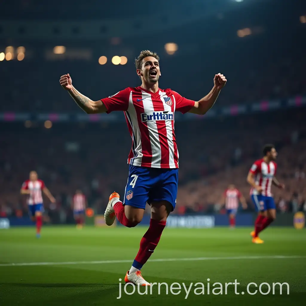 Antoine-Griezmann-Celebrating-Goal-in-Atletico-Madrid-Jersey-at-Night-Match