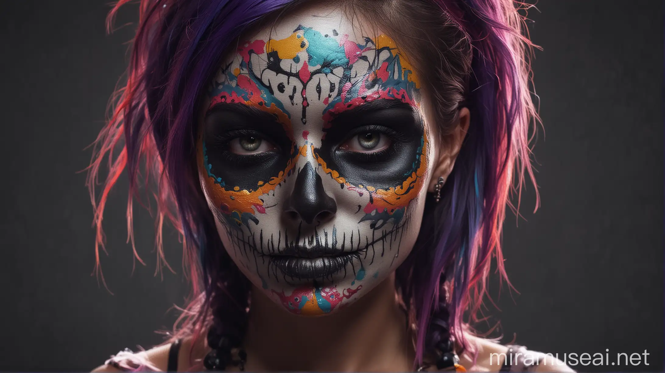 Colorful SkullFaced Girl Portrait