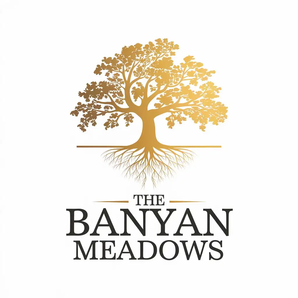 LOGO Design for The Banyan Meadows Golden Banyan Tree with Hanging Roots for Event Industry