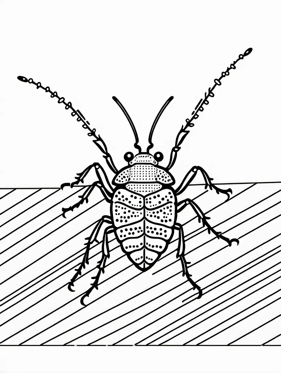 Aphid, Coloring Page, black and white, line art, white background, Simplicity, Ample White Space. The background of the coloring page is plain white to make it easy for young children to color within the lines. The outlines of all the subjects are easy to distinguish, making it simple for kids to color without too much difficulty