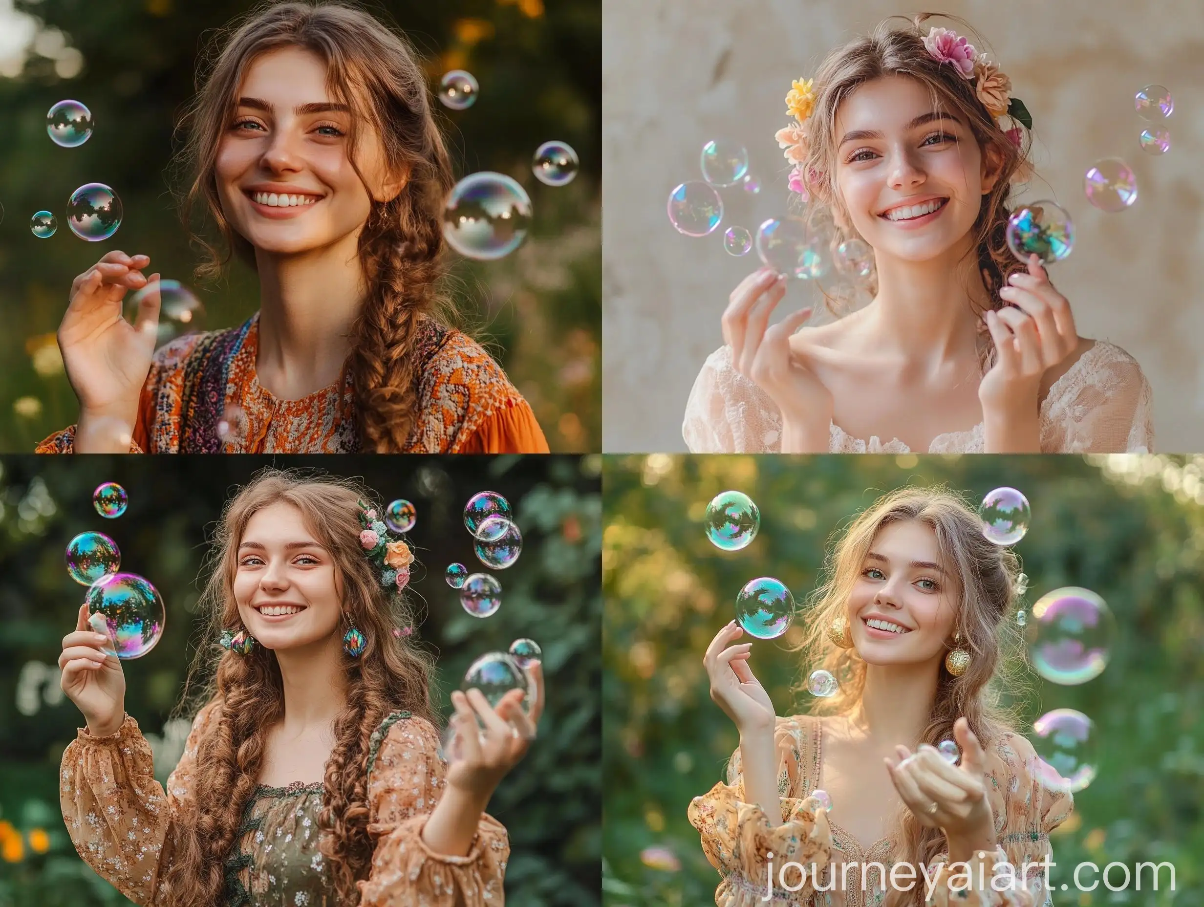 Smiling-Slavic-Woman-Holding-Soap-Bubbles