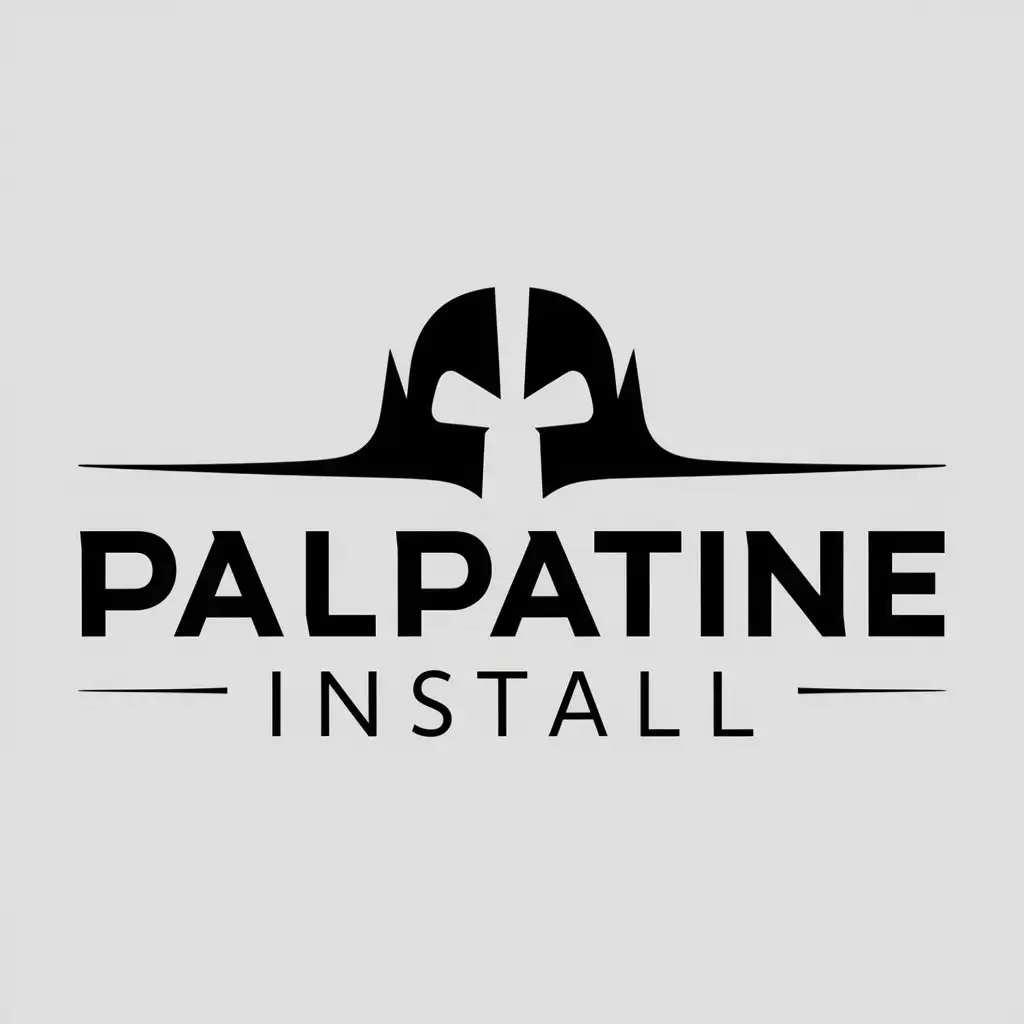 a logo design,with the text "PALPATINE INSTALL", main symbol:Palpatine,Minimalistic,be used in Internet industry,clear background