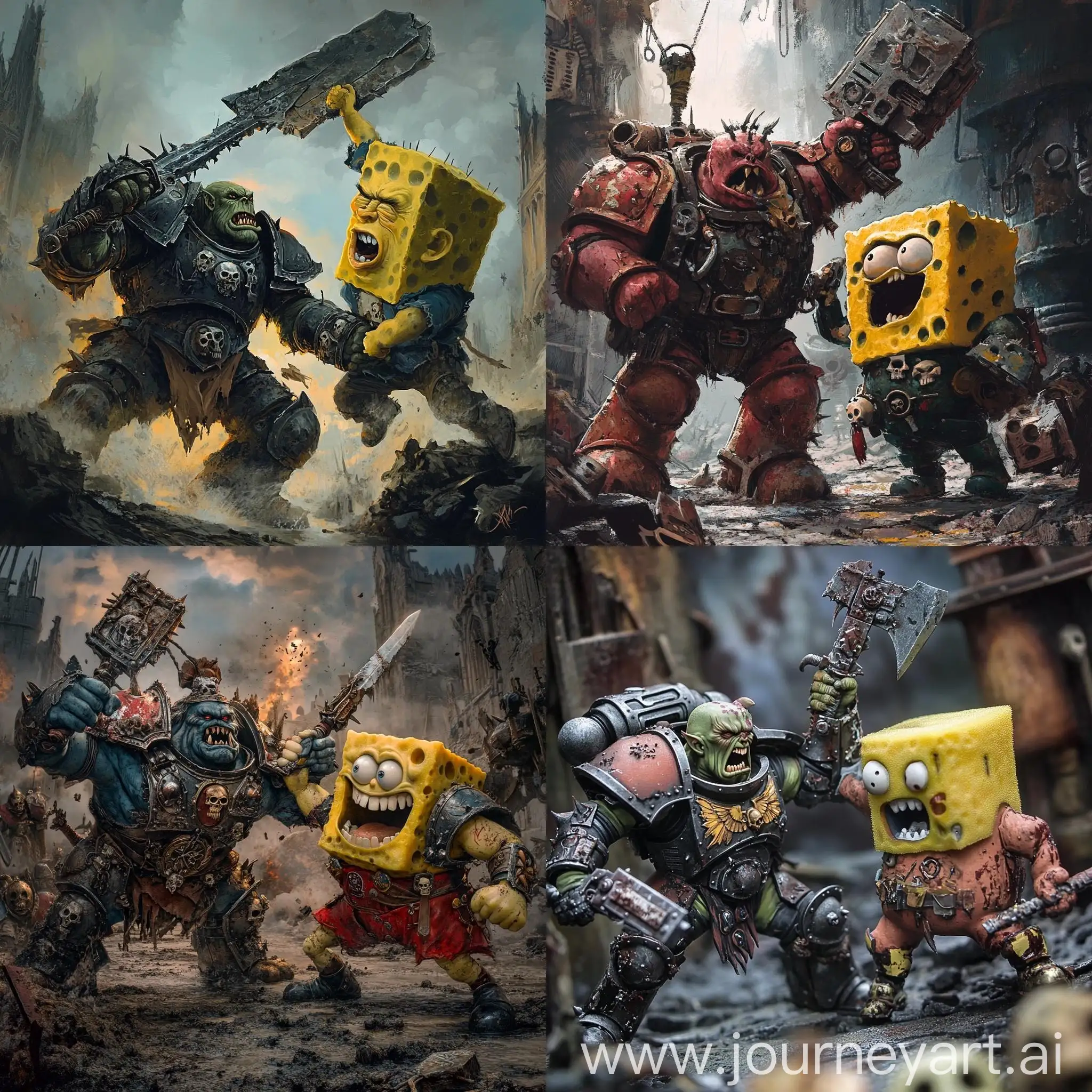 Epic-Battle-Warhammer-40K-Orc-vs-Bob-the-Sponge