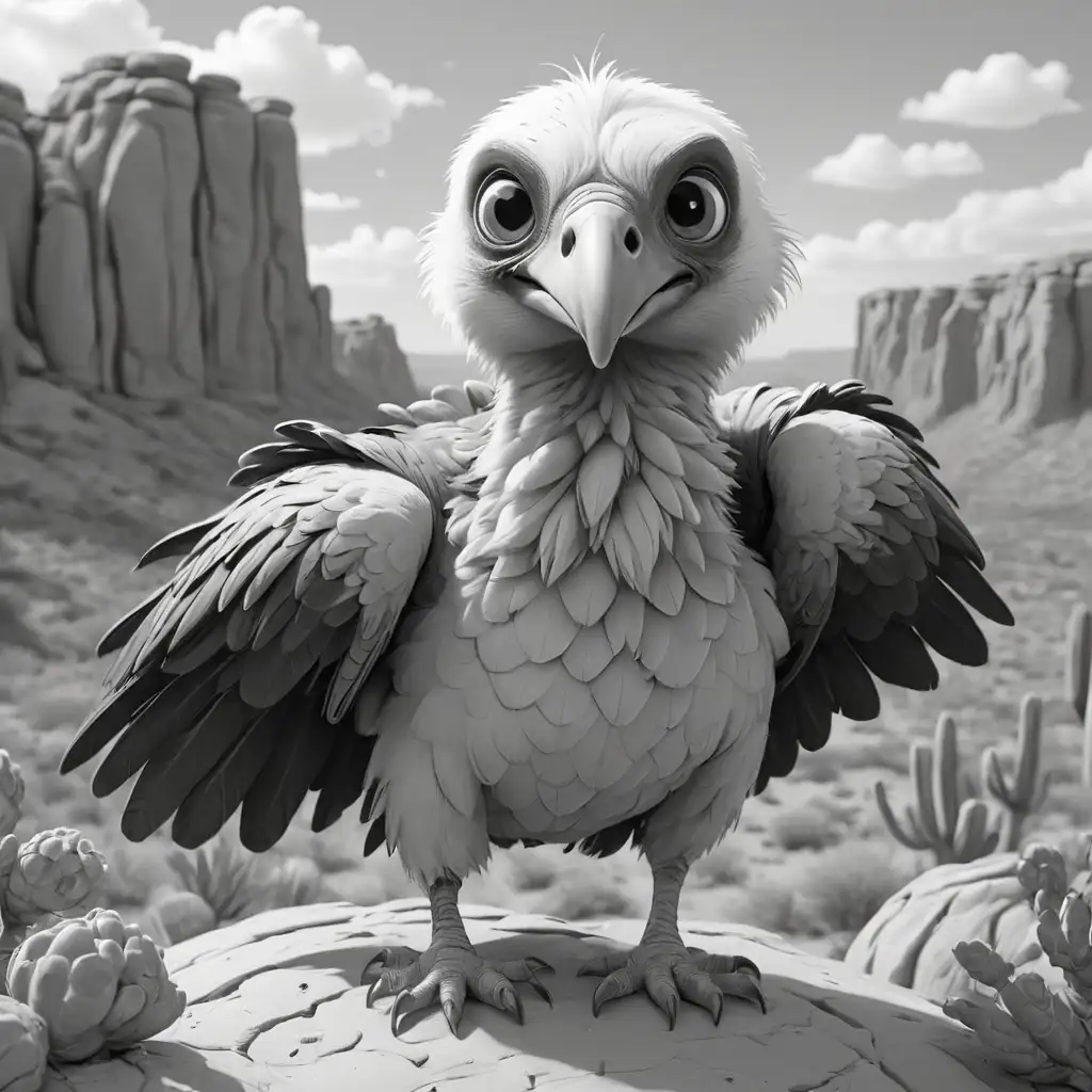 Whimsical Cute Vulture Coloring Page