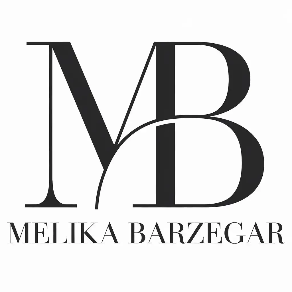 LOGO Design for Melika Barzegar Vector Logo with MB Symbol on Clear Background