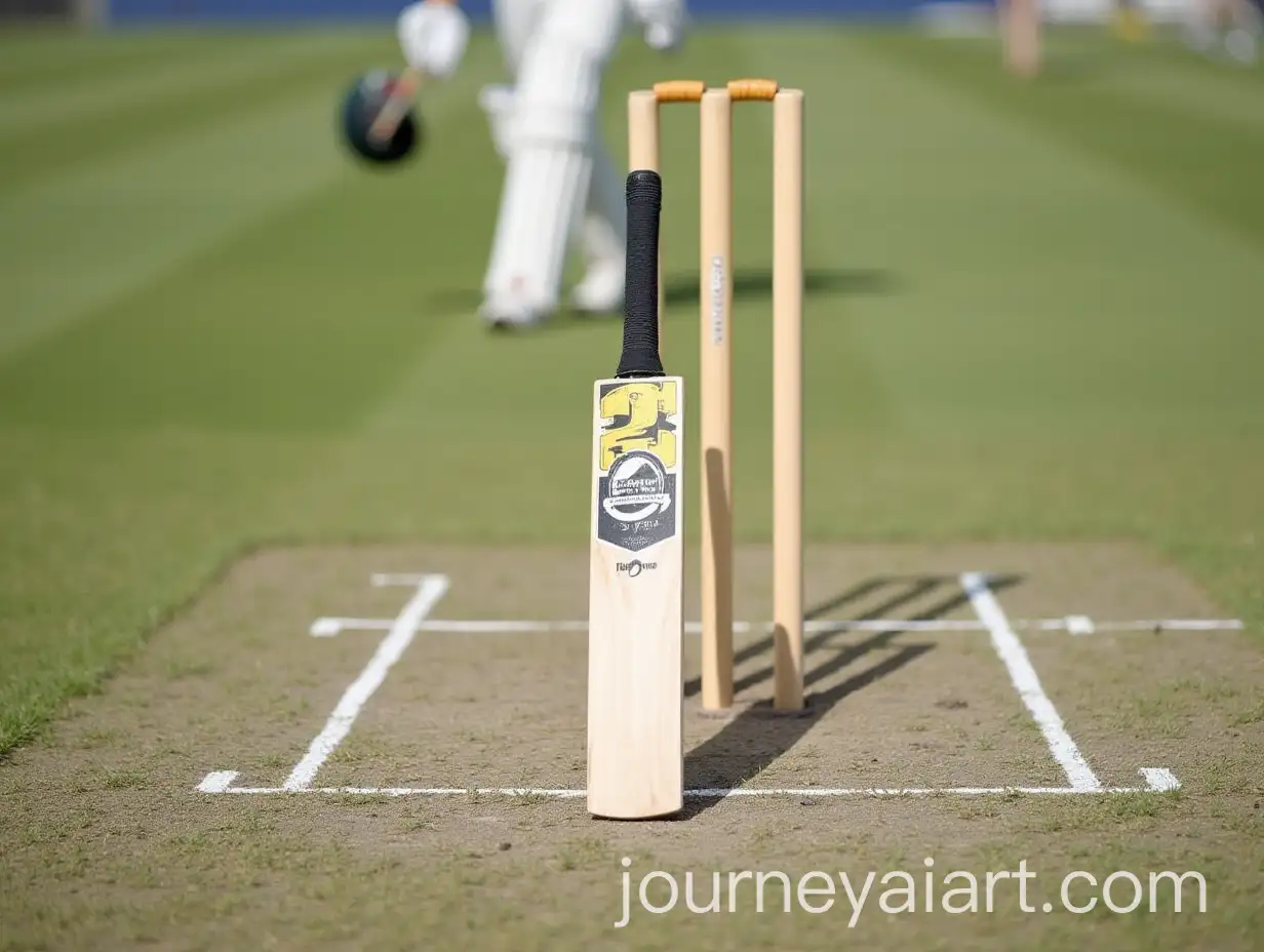 Closeup-of-a-Wooden-Cricket-Bat-in-Outdoor-Setting